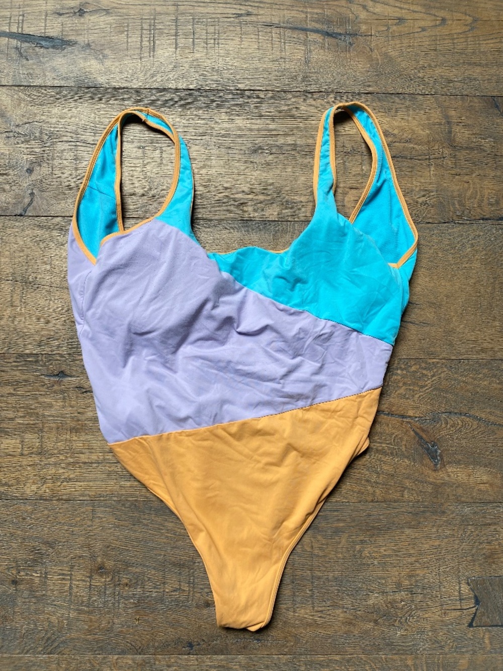 Roxy Retro Colorblock One Piece Swimsuit - Turquoise/Lavender/Yellow